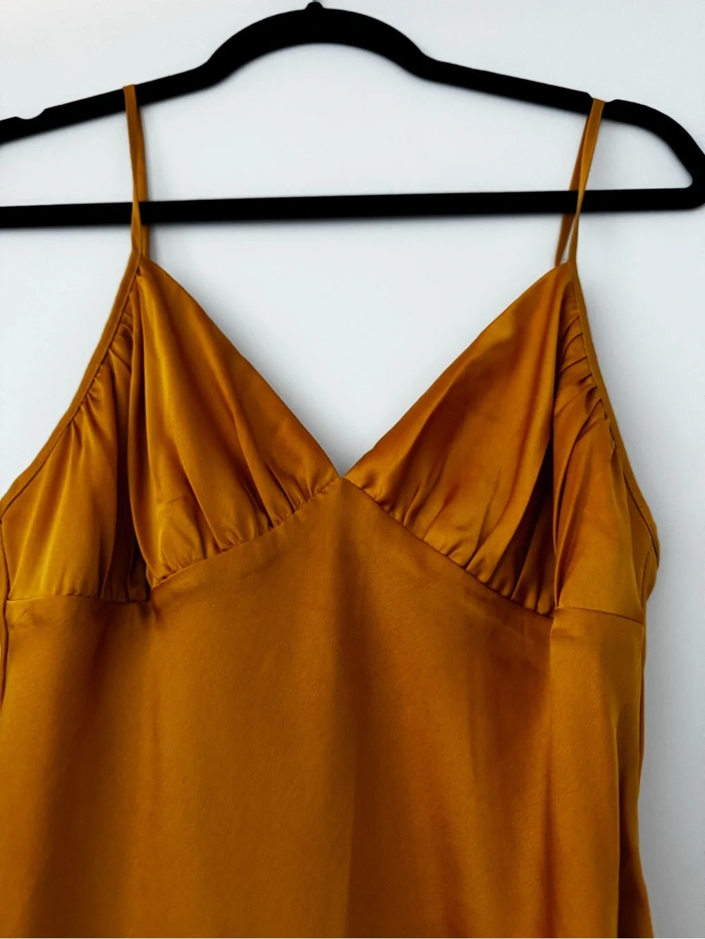 Abercrombie & Fitch Golden Yellow Satin Slip Midi Dress
